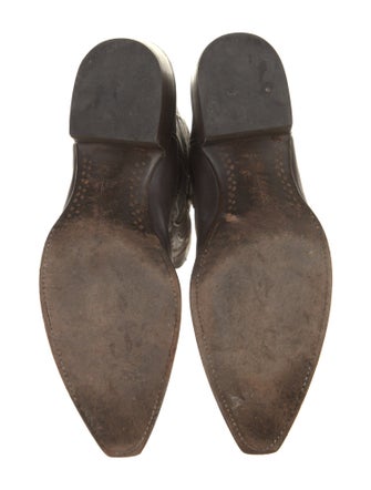 Lucchese Leather Embroidered Accent Western Boots