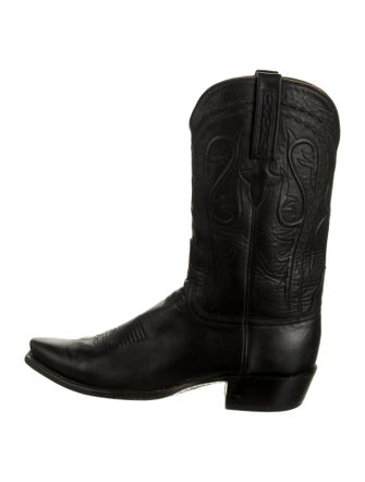 Lucchese Leather Embroidered Accent Western Boots