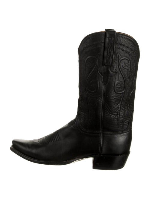 Lucchese Leather Embroidered Accent Western Boots