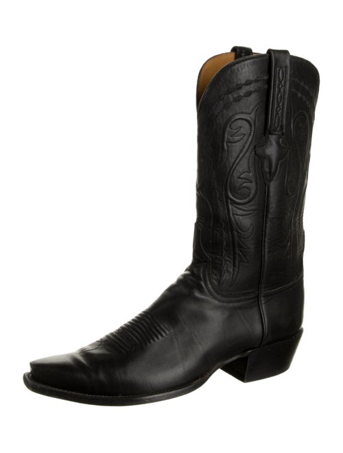 Lucchese Leather Embroidered Accent Western Boots