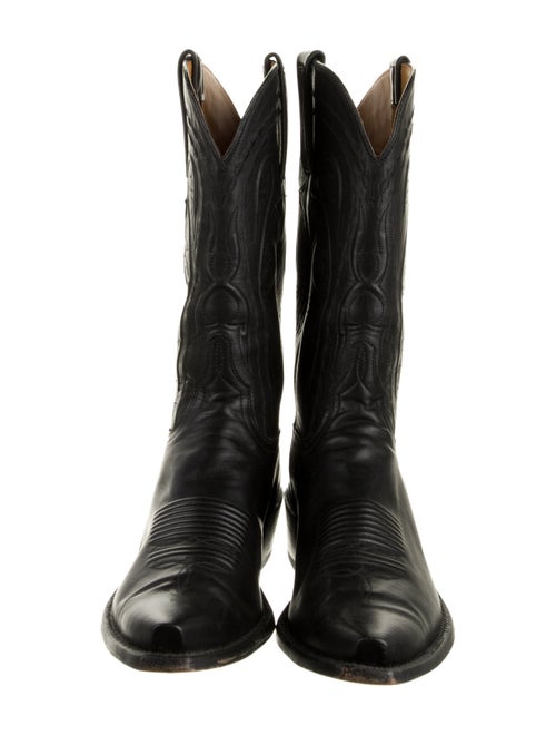 Lucchese Leather Embroidered Accent Western Boots