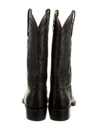 Lucchese Leather Embroidered Accent Western Boots