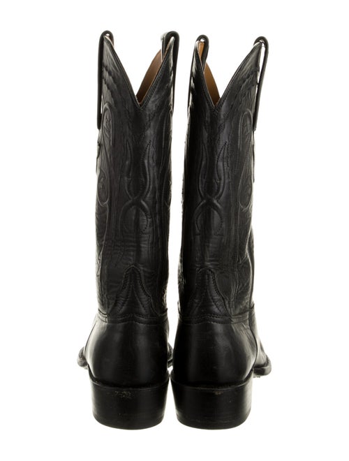 Lucchese Leather Embroidered Accent Western Boots