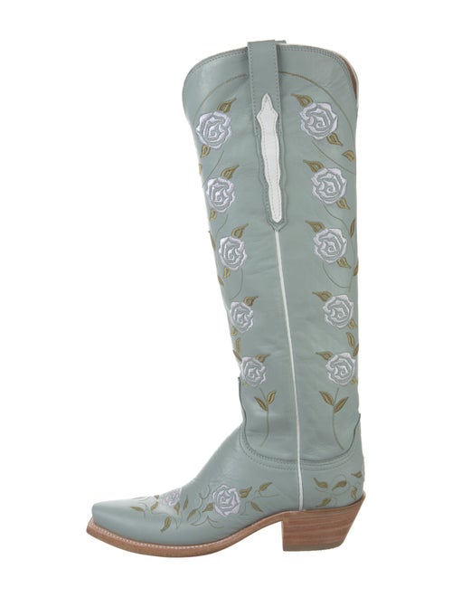 Lucchese Leather Floral Print Western Boots