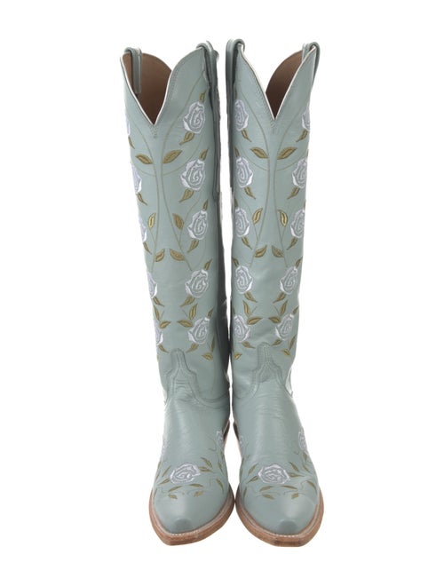 Lucchese Leather Floral Print Western Boots