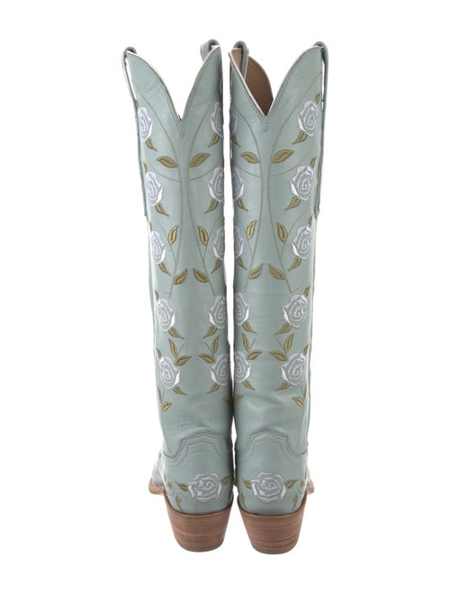 Lucchese Leather Floral Print Western Boots