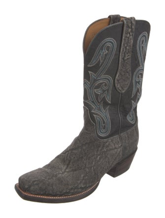 Lucchese Leather Embroidered Accent Western Boots