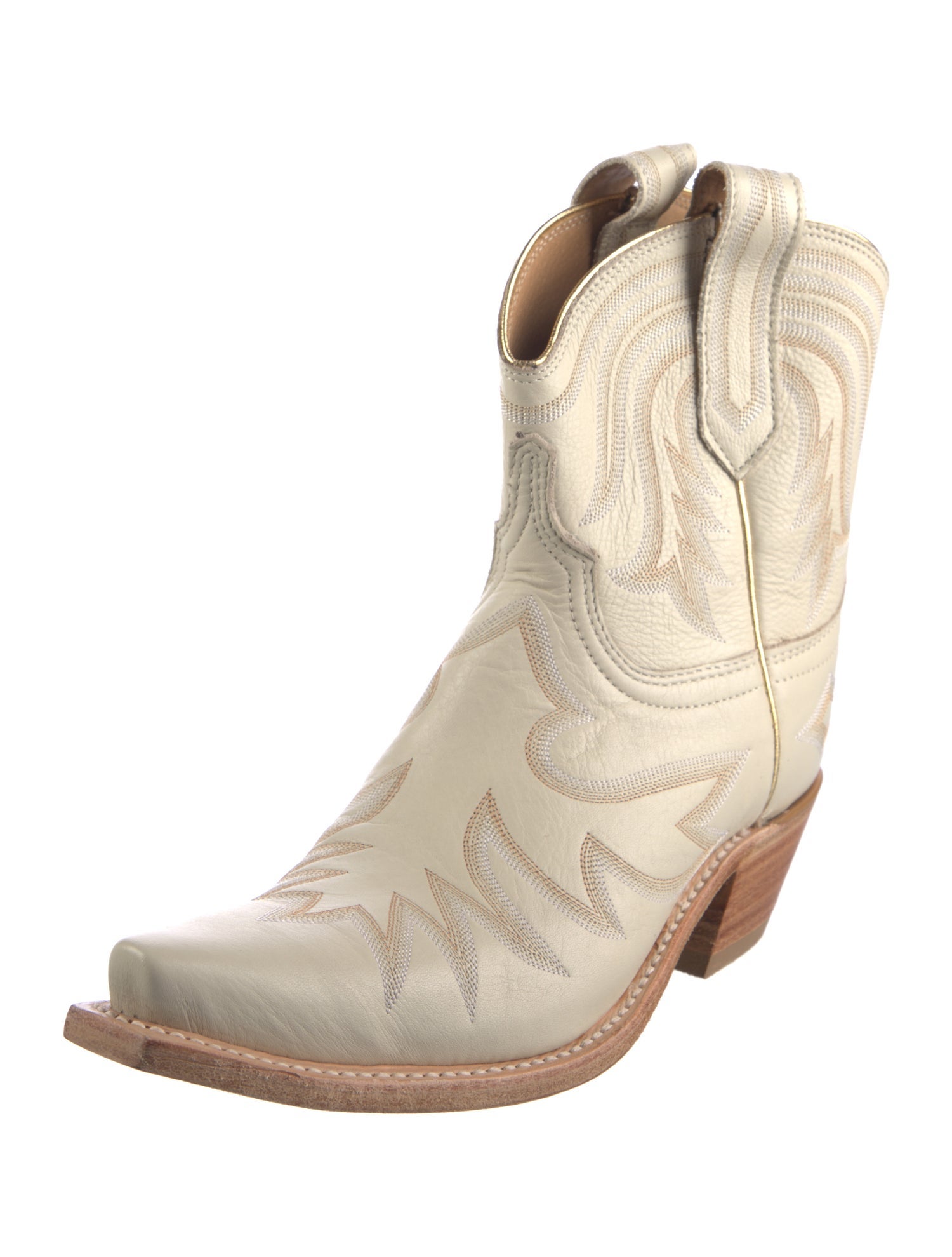 Lucchese Leather Colorblock Pattern Western Boots