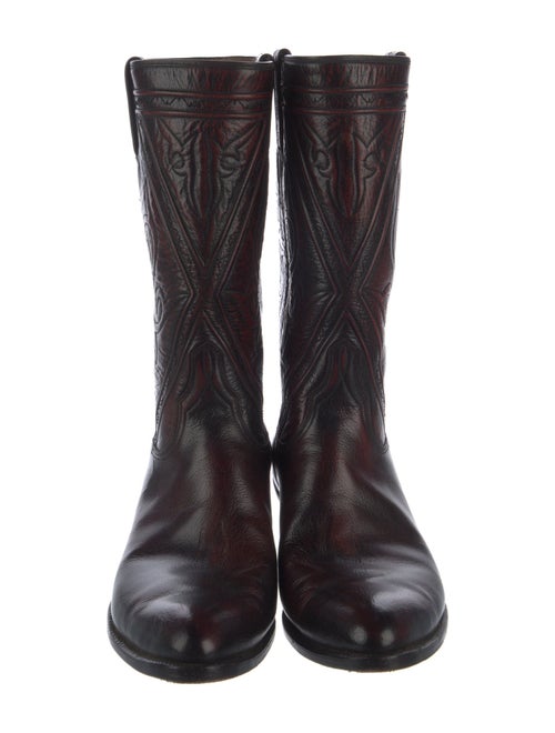 Lucchese Leather Embroidered Accent Boots