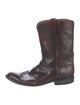 Lucchese Leather Embroidered Accent Western Boots