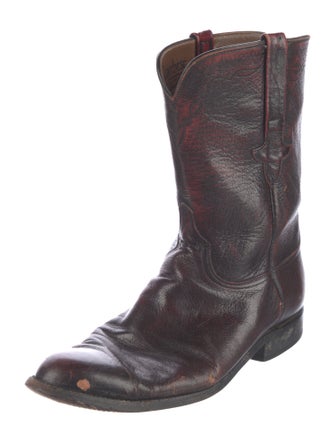 Lucchese Leather Embroidered Accent Western Boots