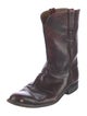 Lucchese Leather Embroidered Accent Western Boots