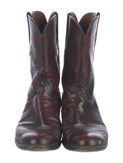 Lucchese Leather Embroidered Accent Western Boots