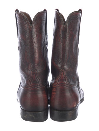 Lucchese Leather Embroidered Accent Western Boots