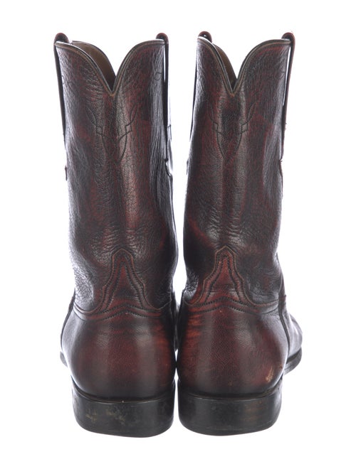 Lucchese Leather Embroidered Accent Western Boots