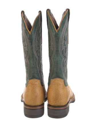 Lucchese Leather Colorblock Pattern Western Boots