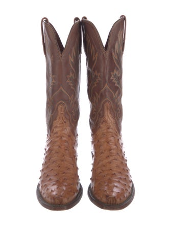 Lucchese Ostrich Patterned Western Boots