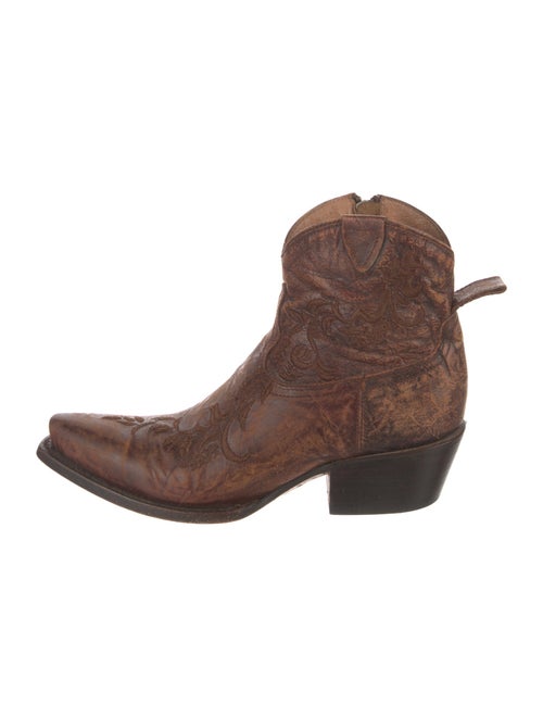 Lucchese Leather Colorblock Pattern Western Boots