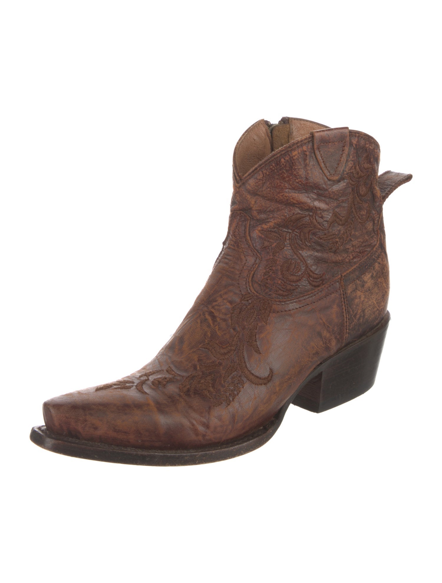 Lucchese Leather Colorblock Pattern Western Boots