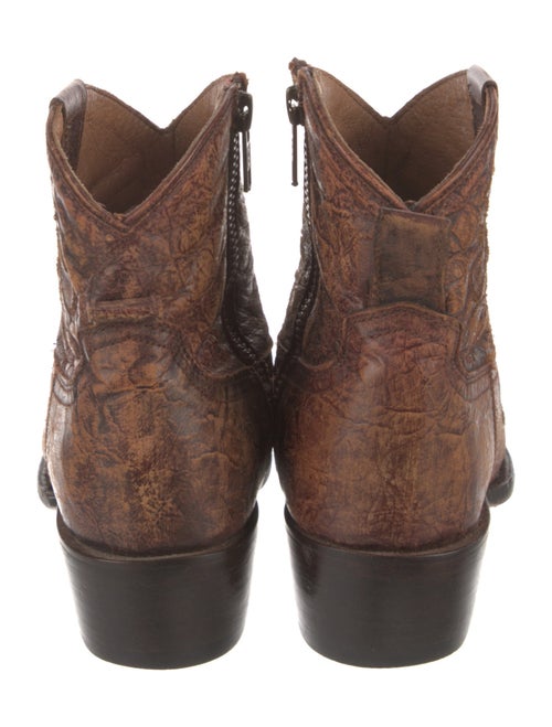 Lucchese Leather Colorblock Pattern Western Boots