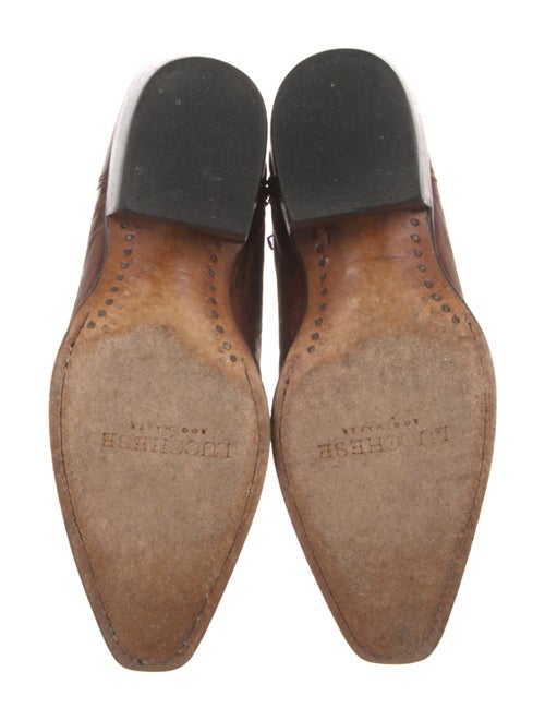 Lucchese Leather Colorblock Pattern Western Boots