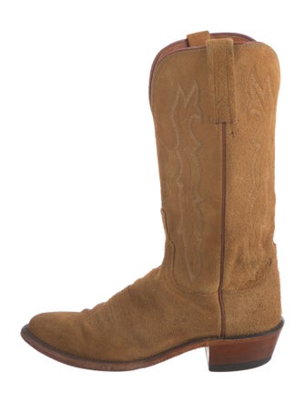 Lucchese Suede Embroidered Accent Western Boots