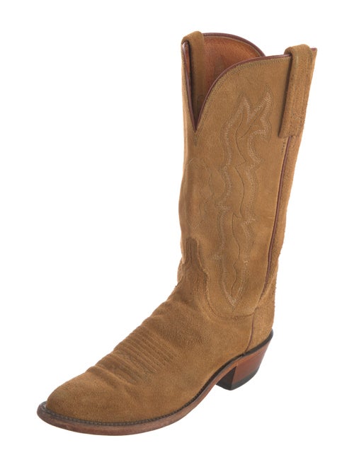 Lucchese Suede Embroidered Accent Western Boots