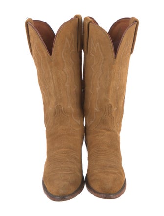 Lucchese Suede Embroidered Accent Western Boots