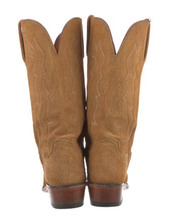 Lucchese Suede Embroidered Accent Western Boots