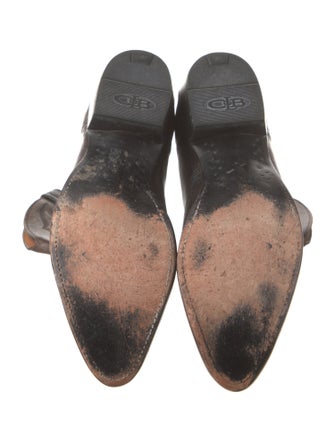 Lucchese Leather Embroidered Accent Western Boots