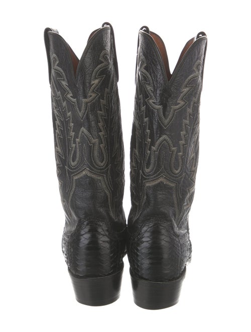 Lucchese Leather Embroidered Accent Western Boots