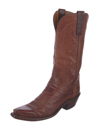 Lucchese Leather Embroidered Accent Western Boots