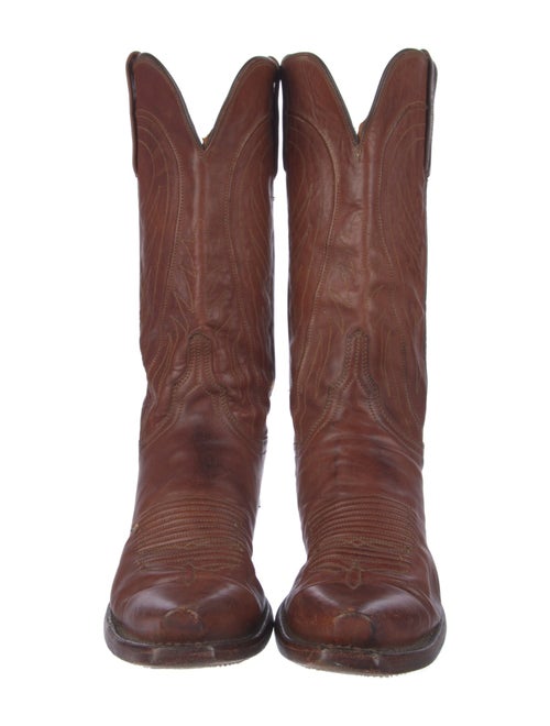 Lucchese Leather Embroidered Accent Western Boots