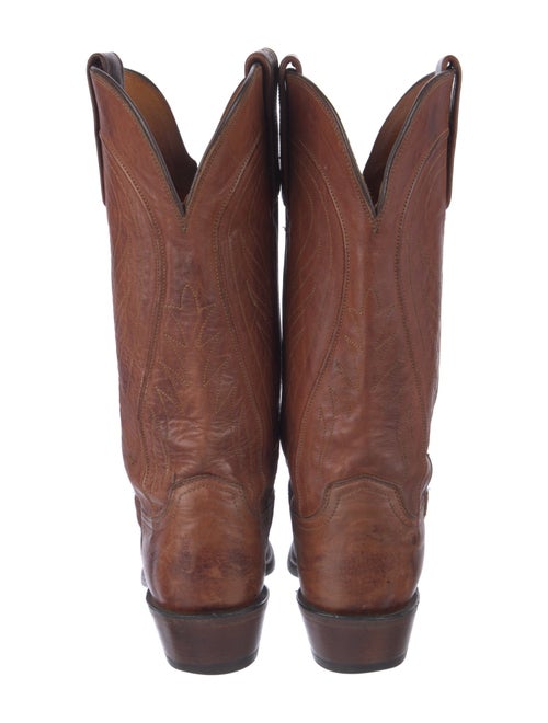 Lucchese Leather Embroidered Accent Western Boots