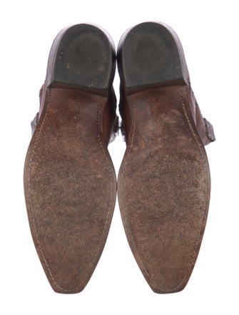 Lucchese Leather Embroidered Accent Western Boots