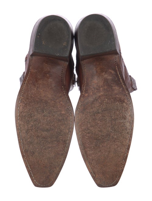 Lucchese Leather Embroidered Accent Western Boots