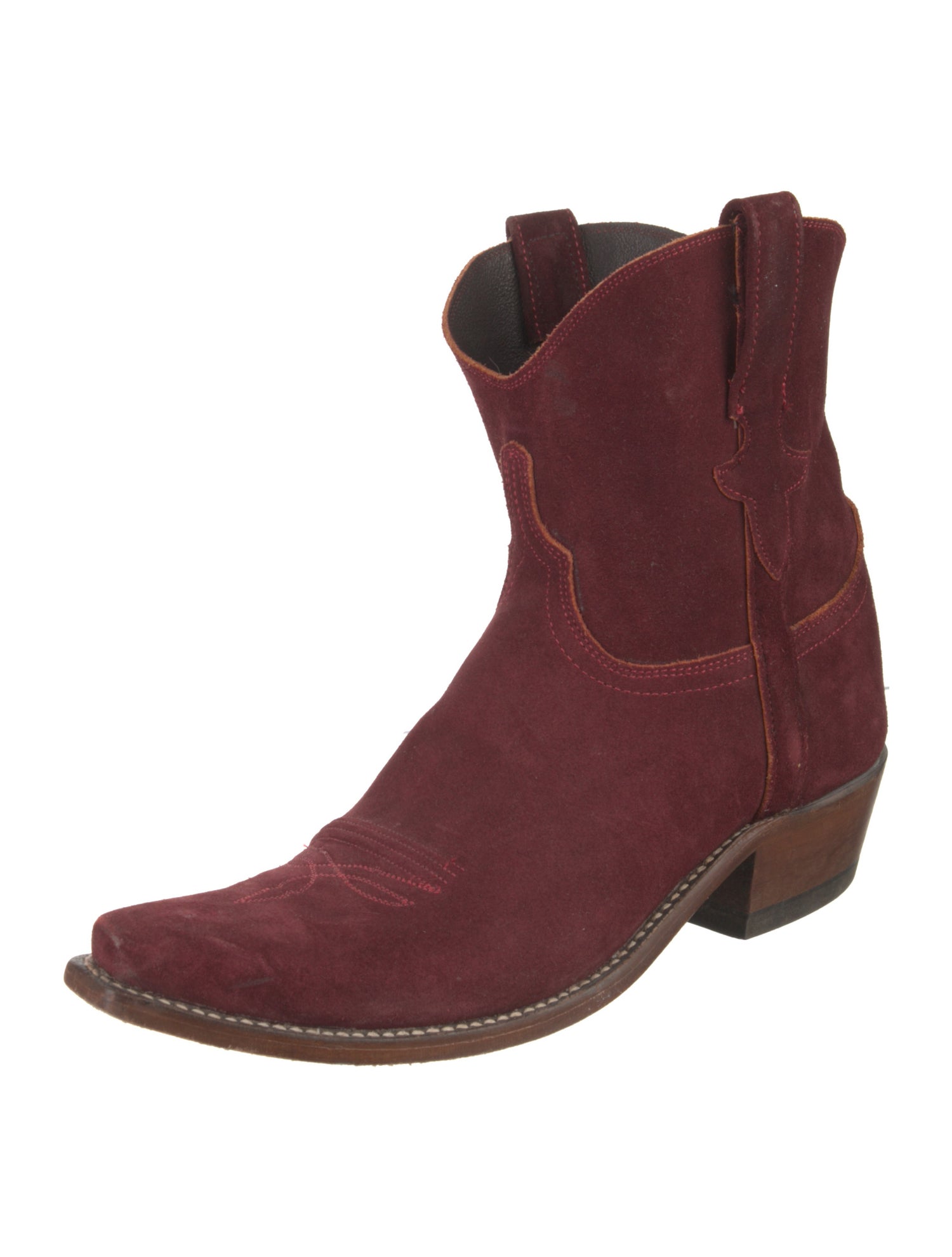 Lucchese Suede Embroidered Accent Western Boots