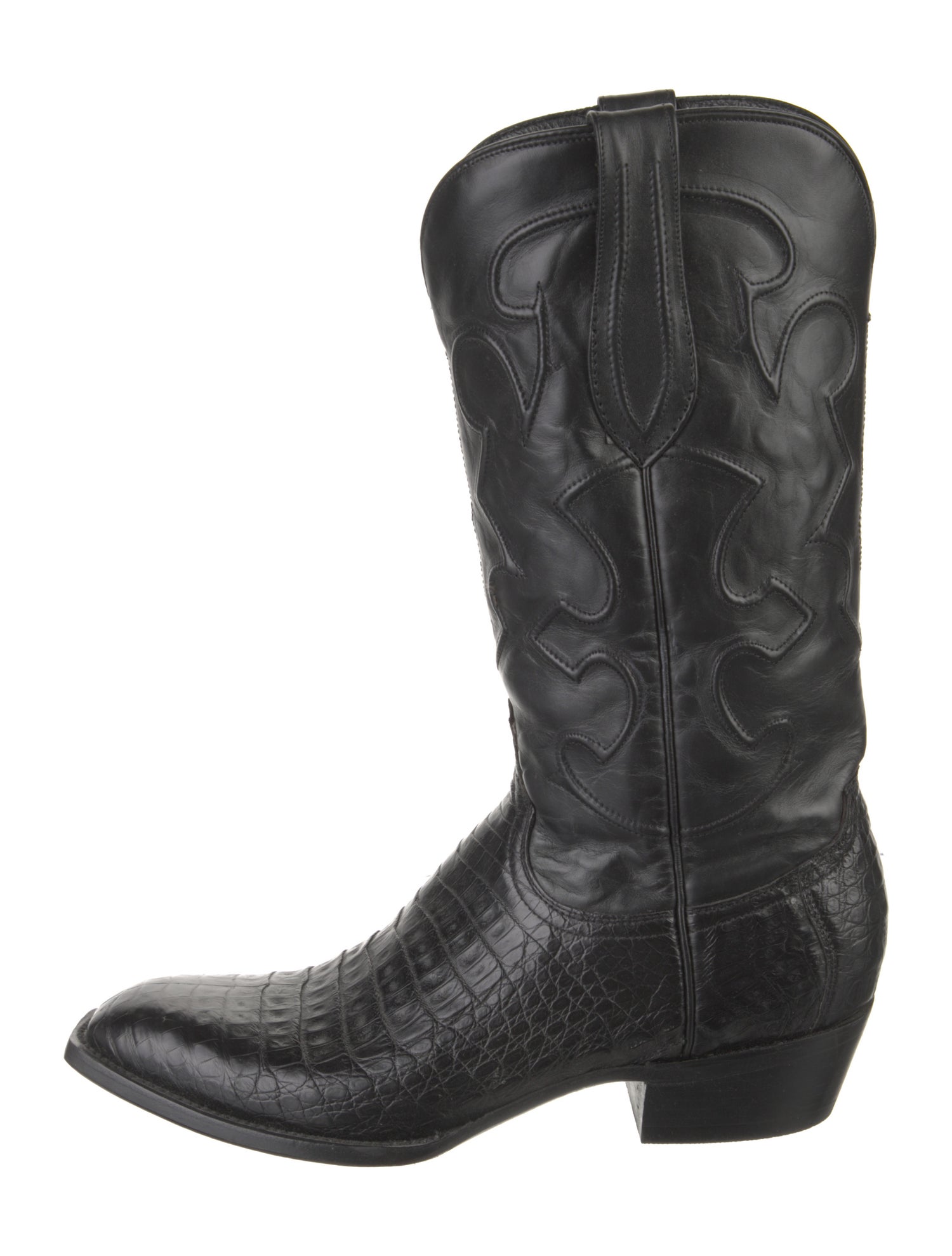 Lucchese Alligator Embroidered Accent Western Boots