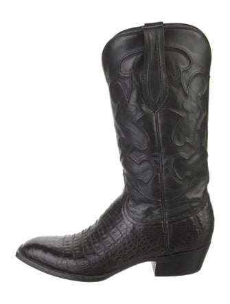 Lucchese Alligator Embroidered Accent Western Boots