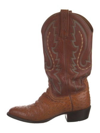Lucchese Ostrich Patterned Western Boots