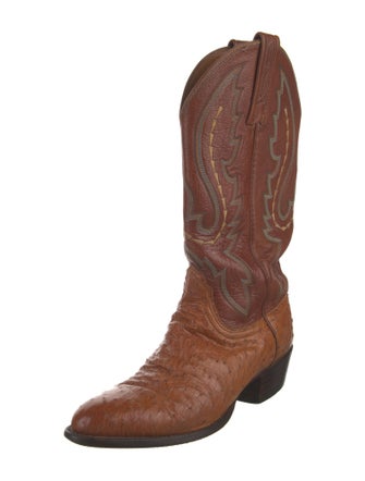 Lucchese Ostrich Patterned Western Boots