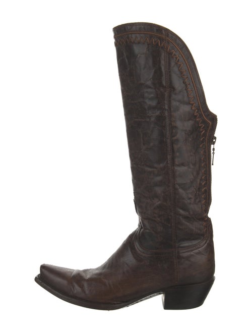Lucchese Leather Embroidered Accent Western Boots