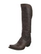 Lucchese Leather Embroidered Accent Western Boots