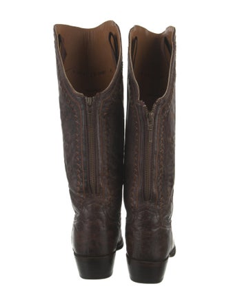 Lucchese Leather Embroidered Accent Western Boots