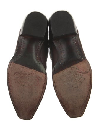 Lucchese Leather Embroidered Accent Western Boots