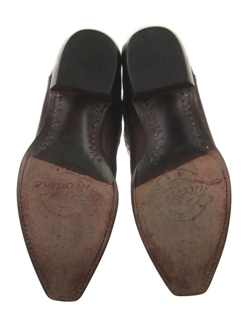 Lucchese Leather Embroidered Accent Western Boots