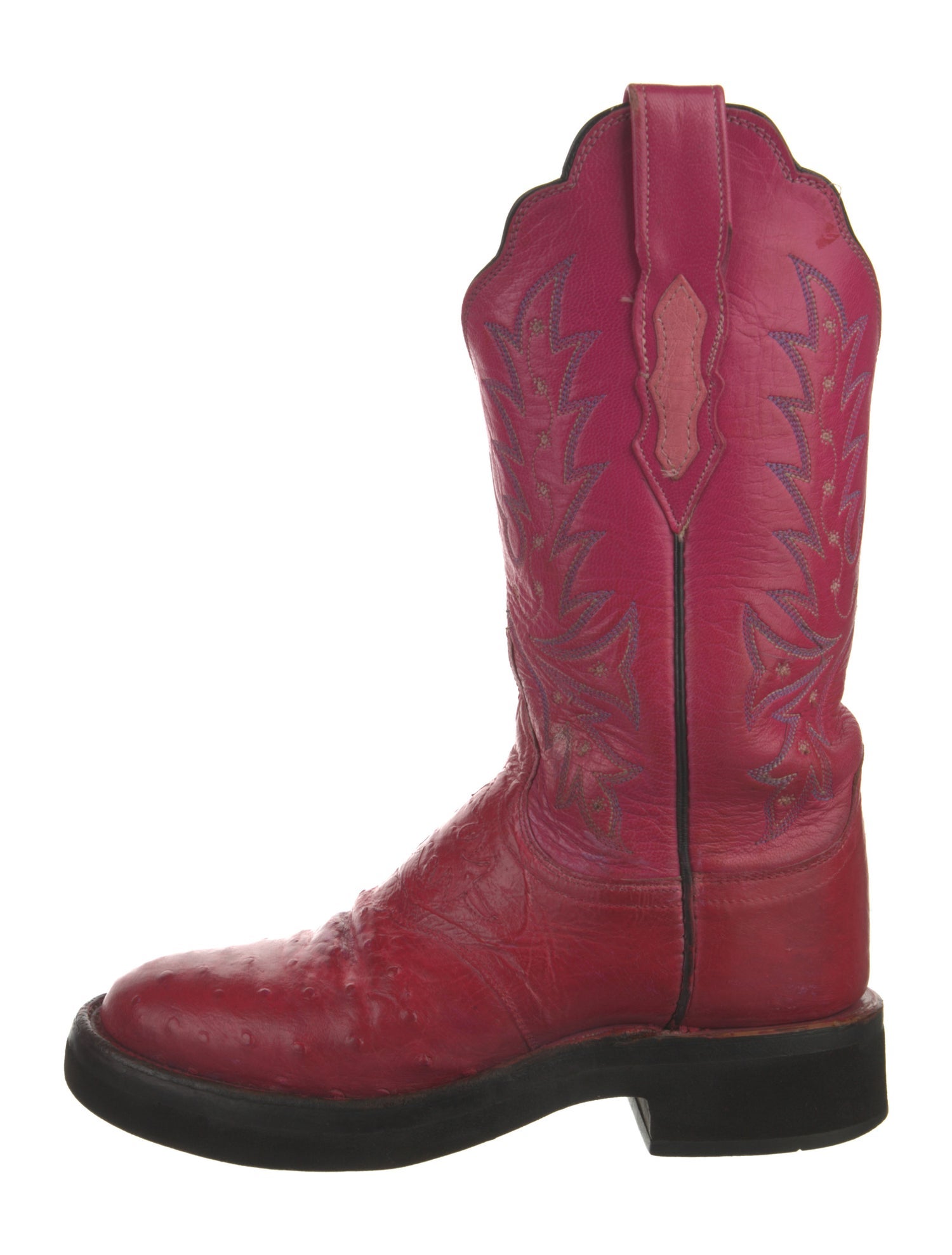 Lucchese Leather Embroidered Accent Western Boots