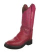 Lucchese Leather Embroidered Accent Western Boots
