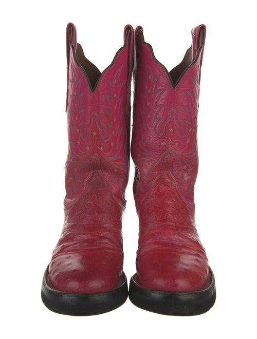 Lucchese Leather Embroidered Accent Western Boots
