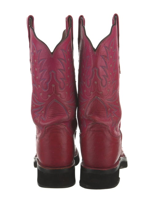 Lucchese Leather Embroidered Accent Western Boots